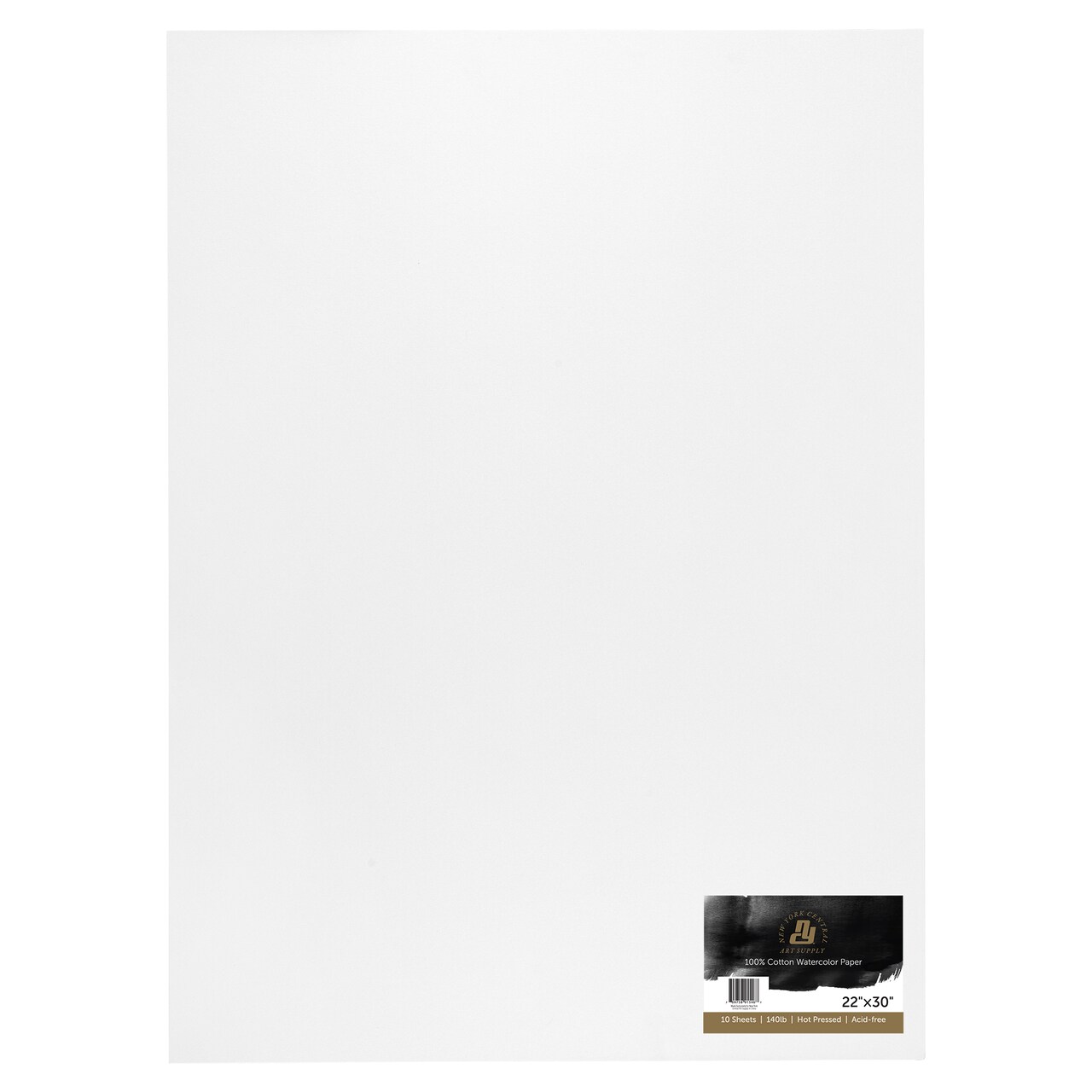 New York Central Watercolor Paper - 22x30" - 5 Packs of 10 - 50 Total Sheets, 140 lb. Hot Press - 100% Cotton, Acid-Free, Archival Quality, Bright White Watercolor Paper Pad for Wet & Dry Media